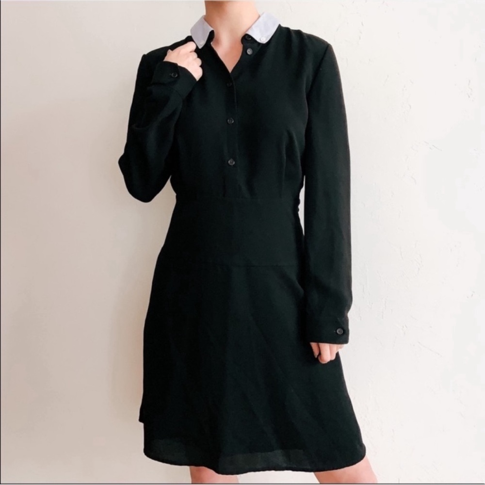 Coach 1941 Black Removable Collar Button Front Shirt Dress